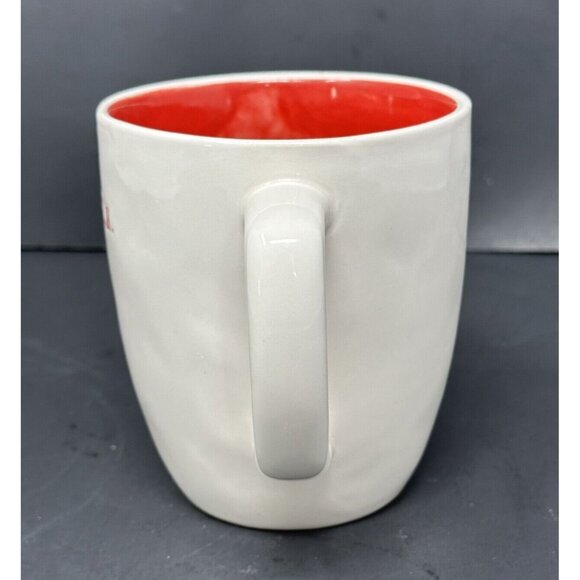 RAE DUNN FALALA White Coffee Mug Stem Font Red Interior 20 oz Christmas Magenta - Picture 2 of 8